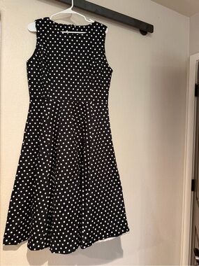 Classic Black Polka Dot Midi Dress